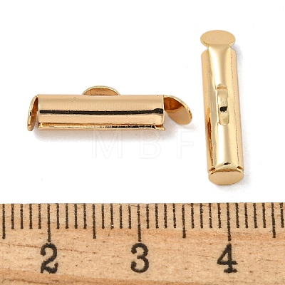 Brass Slide On End Clasp Tubes KK-N254-119G-02-1