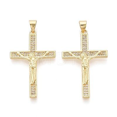 Religion Brass Micro Pave Clear Cubic Zirconia Pendants KK-T080-39G-1