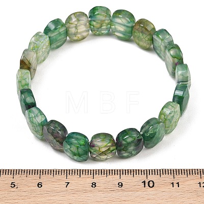 Dyed & Heated Natural Agate Oval Beaded Stretch Bracelet G-E010-01-21-1