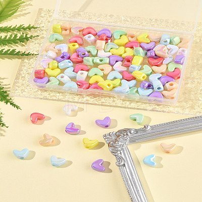 98Pcs 7 Colors UV Plating Opaque Acrylic Beads MACR-FS0002-16-1