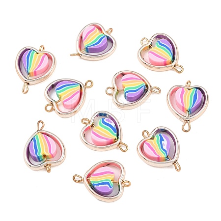 CCB Plastic Frame with Polymer Clay Rainbow Beads Links Connector Charms KK-D103-08D-RG-1