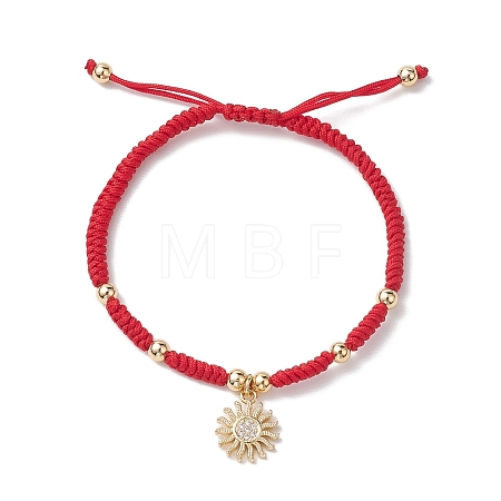 Golden Tone Sun Brass Micro Pave Clear Cubic Zirconia Charm Bracelets BJEW-JB10599-1