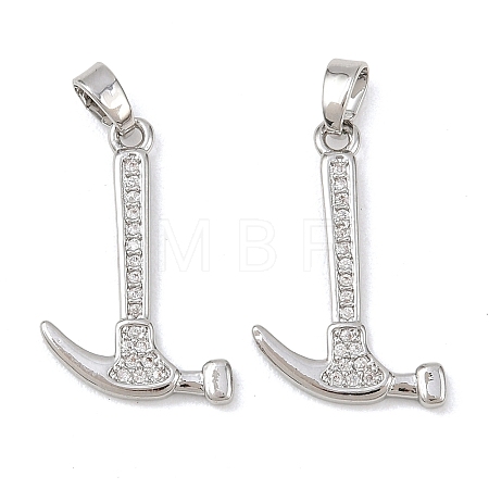 Brass Micro Pave Clear Cubic Zirconia Pendants KK-G549-16B-P-1