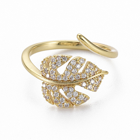 Brass Micro Pave Clear Cubic Zirconia Cuff Rings X-RJEW-Q164-014-NF-1
