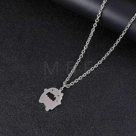 Halloween 201 Stainless Steel Little Monster Pendant Cable Chain Necklaces for Women Men WGE09D2-04-1
