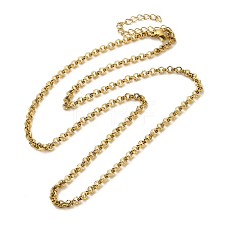 Ion Plating(IP) 304 Stainless Steel Rolo Chain Necklaces NJEW-C060-02G-1