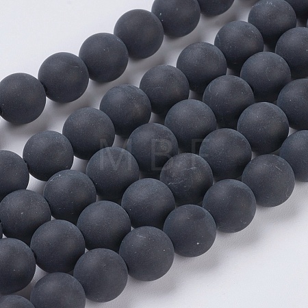 Natural Black Agate Beads Strands X-G-G447-4A-1