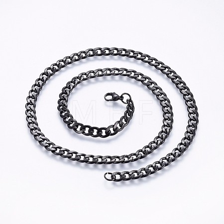 304 Stainless Steel Curb Chain Necklaces NJEW-O102-02B-1