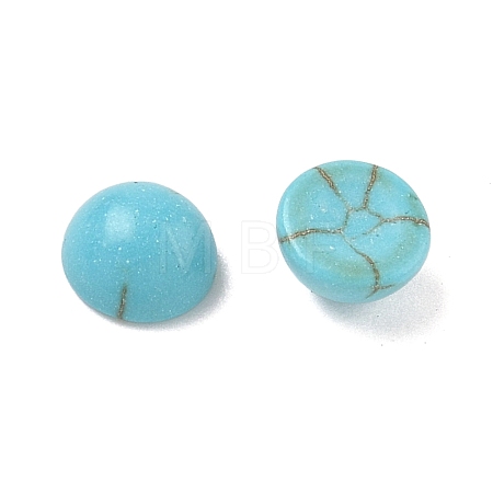 Craft Findings Dyed Synthetic Turquoise Flat Back Dome Cabochons X-TURQ-S266-6mm-01-1