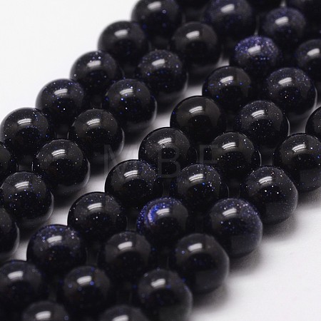 Synthetic Blue Goldstone Beads Strands G-D840-81-8mm-1