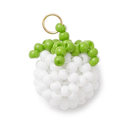 Glass Seed Beaded Tomato Pendants PALLOY-MZ01081-02-1