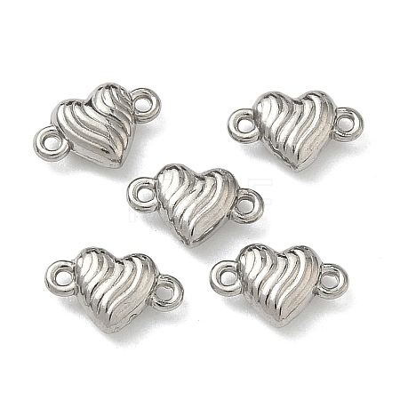304 Stainless Steel Corrugated Heart Links Connector Charms STAS-D211-14D-P-1