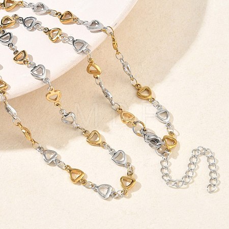 Two Tone 304 Stainless Steel Triangle Link Chain Necklaces for Women NJEW-G201-01GP-1