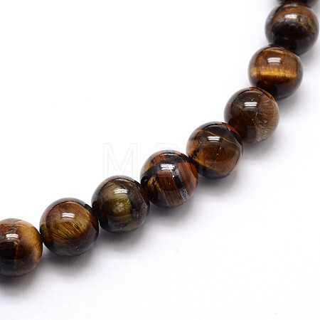 Natural Grade AB Tiger Eye Round Beads Strands G-O047-02-4mm-1
