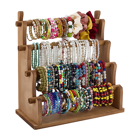 4-Tier Wood Bracelet Organizer Display Stands BDIS-WH0010-16B-1