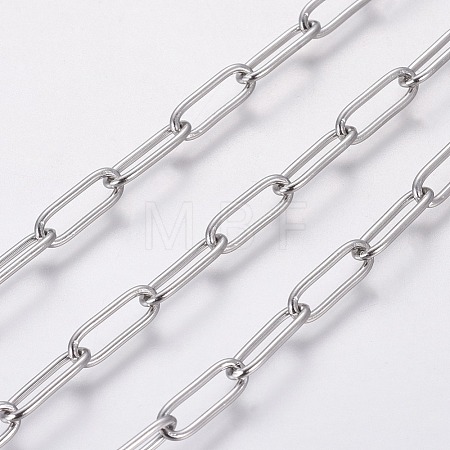 Tarnish Resistant 3.28 Feet Handmade 304 Stainless Steel Paperclip Chains X-STAS-F230-15P-1
