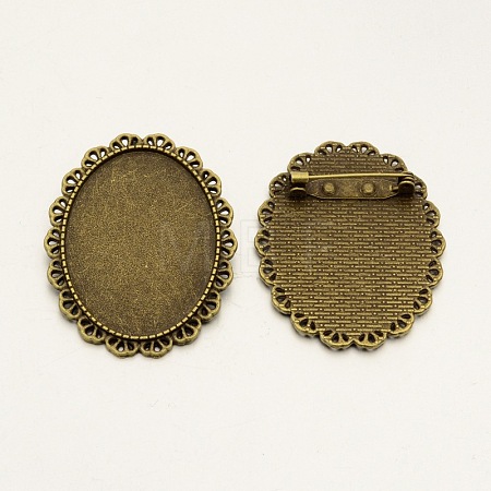Vintage Alloy Brooch Cabochon Bezel Settings PALLOY-N0085-29AB-NF-1
