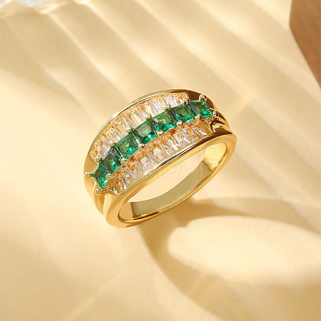 Brass Micro Pave Cubic Zirconia Finger Rings for Women WG07BF8-01-1