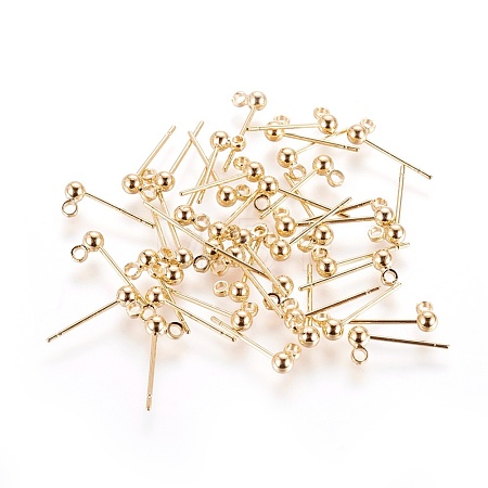 Brass Stud Earring Findings KK-I649-09G-NF-1