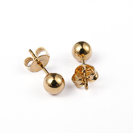 304 Stainless Steel Ball Stud Earrings EJEW-5558-5mm-G-1