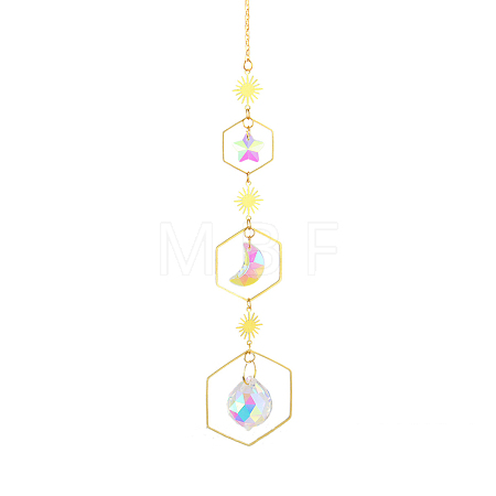 Quartz Crystal Big Pendant Decorations HJEW-PW0001-008B-1