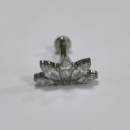 Flower Titanium Alloy Pave Cubic Zirconia Internally Threaded Labrets FS-WG35145-12-1