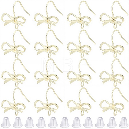 28Pcs Bowknot Shape Brass Earring Hook DIY-SP0001-06G-1