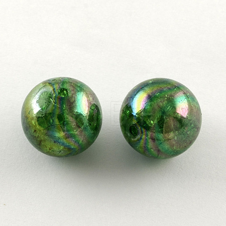 AB Color Transparent Crackle Round Acrylic Beads CACR-S006-10-1