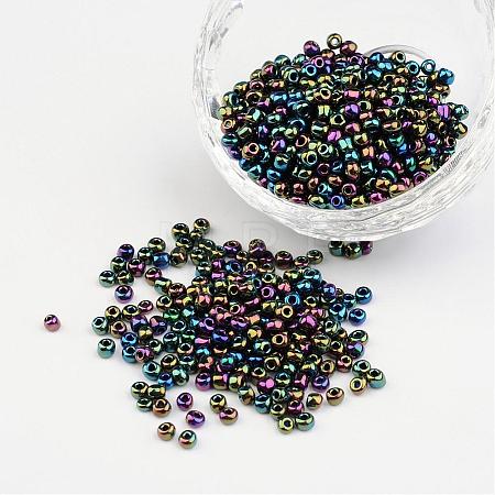 8/0 Electroplated Iris Round Glass Seed Beads X-SEED-A009-3mm-603-1