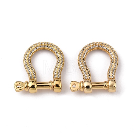 Brass Micro Pave Clear Cubic Zirconia D-Ring Anchor Shackle Clasps ZIRC-S066-052-NF-1