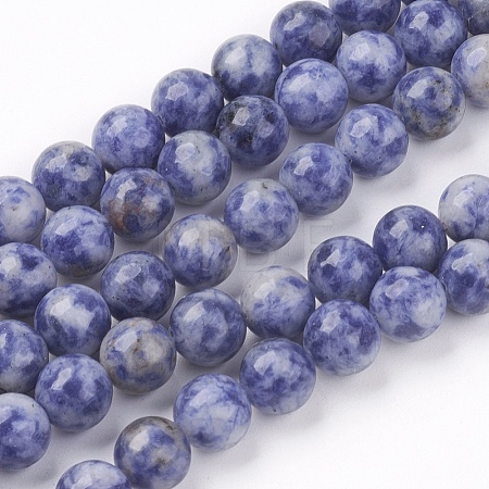 Natural Blue Spot Jasper Bead Strands G-R193-15-8mm-1