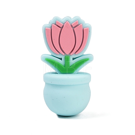 Flower Food Grade Silicone Focal Beads SIL-A011-03B-02-1
