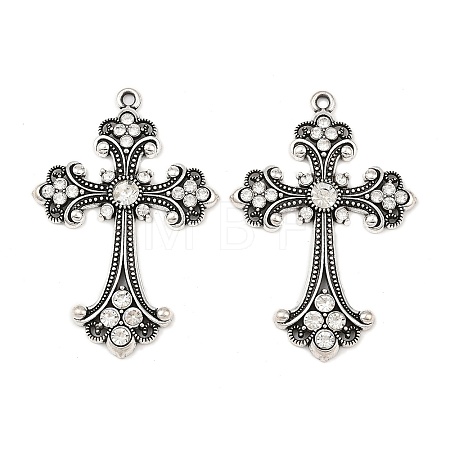 Alloy Rhinestone Cross Big Gothic Pendants ALRI-1475-NR-1