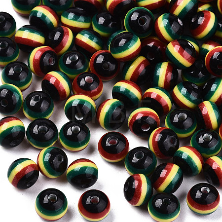 Ghana Jamaica Reggae Stripe Resin Beads X-RESI-N026-001B-01-1