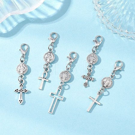 Alloy Cross Pendant Decorations HJEW-JM04631-1