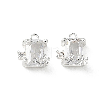 Brass Micro Pave Clear Cubic Zirconia Charms KK-P355-11S-1