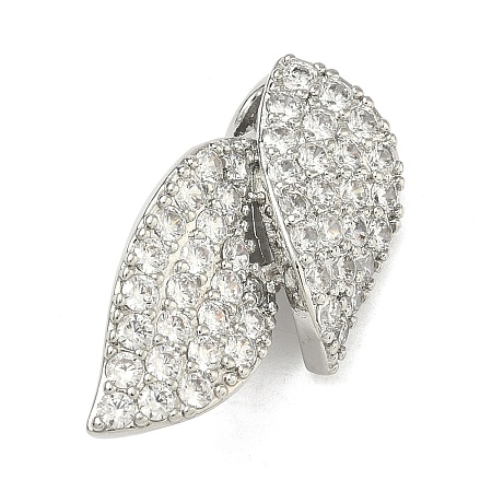 Leaf Brass Micro Pave Cubic Zirconia Enhancer Shortener Bails KK-F934-07D-P-1