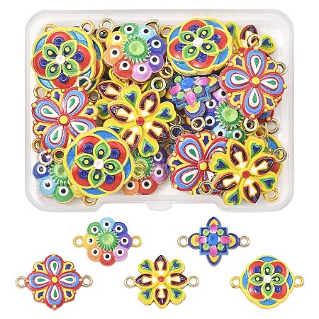 25Pcs 5 Colors 3D Printed Alloy Connector Charms FIND-YW0011-78-1