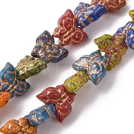 Painted Glass Beads Strands GLAA-B037-03-1