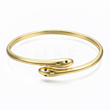 Brass Micro Pave Cubic Zirconia Cuff Bangles BJEW-T018-07G-NF-1
