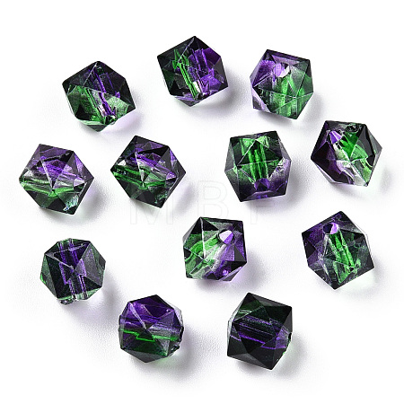 Two Tone Transparent Spray Painted Acrylic Beads ACRP-T005-26E-1