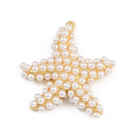 Starfish Brass ABS Imitation Pearl Pendants KK-I352-04A-G-1