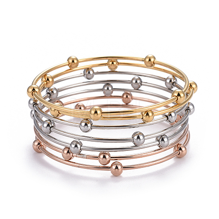 Fashion 201 Stainless Steel Bangle Sets BJEW-L664-023B-M-1-1