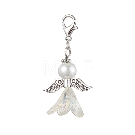 10Pcs Angel Glass Pearl & Acrylic Pendant Decorations GL-CJ14D7-AS-1