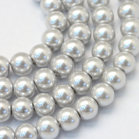Baking Paint Pearlized Glass Pearl Round Bead Strands HY-Q330-8mm-62-1