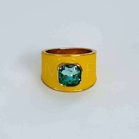 Zinc Alloy Enamel Glass Finger Rings FS-WG383A9-04-1
