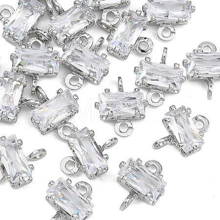 SHEGRACE Brass Pave Cubic Zirconia Rectangle Connector Charms XGRQ2O062-438A-P-1