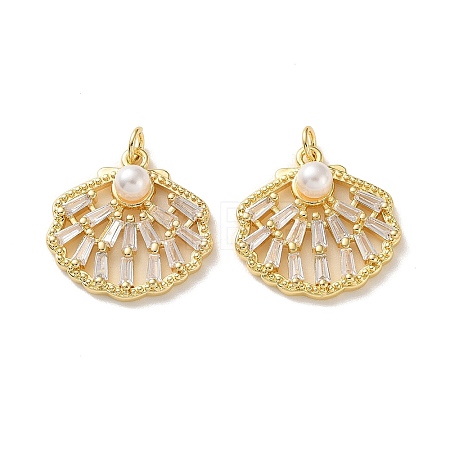 Brass Micro Pave Clear Cubic Zirconia Charms KK-P351-03B-G-1