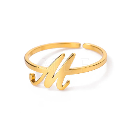 Adjustable 201 Stainless Steel Letter Open Cuff Rings for Women FS-WG61269-13-1