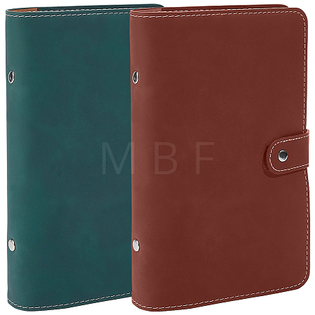 2Pcs 2 Colors Rectangle Imitation Leather Loose-leaf Notebook Book Covers AJEW-CL0006-29-1